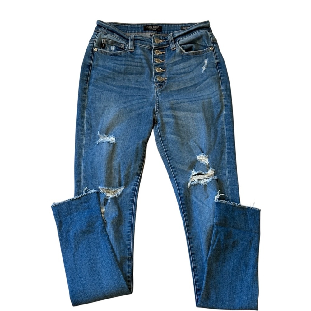 Judy Blue Womens Skinny Stretch Denim High Rise Jeans 5/27 Button Fly #JB8281MD - Picture 3 of 9